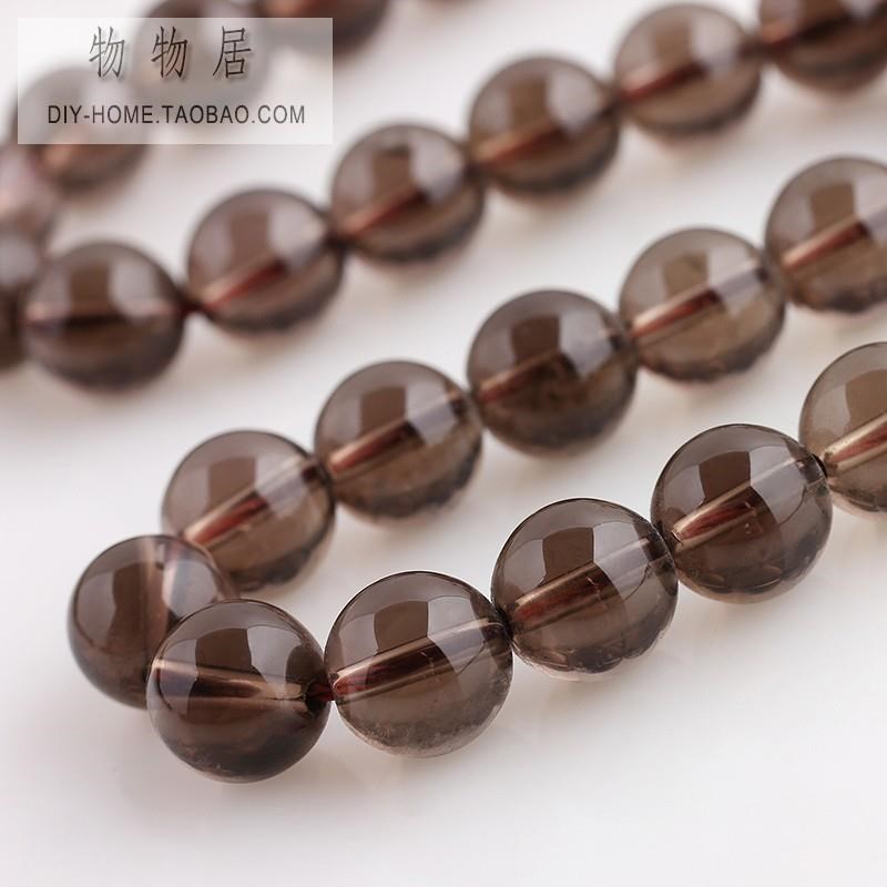 天然烟晶珠子茶水晶圆o珠diy串珠散珠手链毛衣链项链材料手串新品
