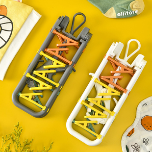 袜子晾衣架带夹子防风婴幼儿衣z架晒晾袜子无痕家用折叠晒袜子神