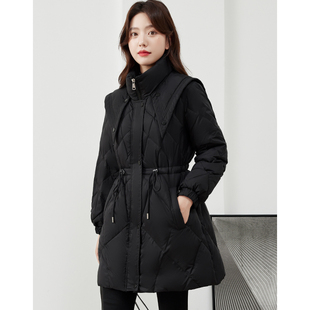 今年新款收腰羽绒服女中长款黑色小个子显瘦洋气轻奢冬季保暖外套