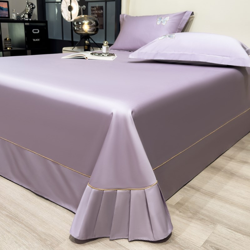 纯棉床单单d件100全棉纯色宽边被单三件套四季通用a类母婴级高级