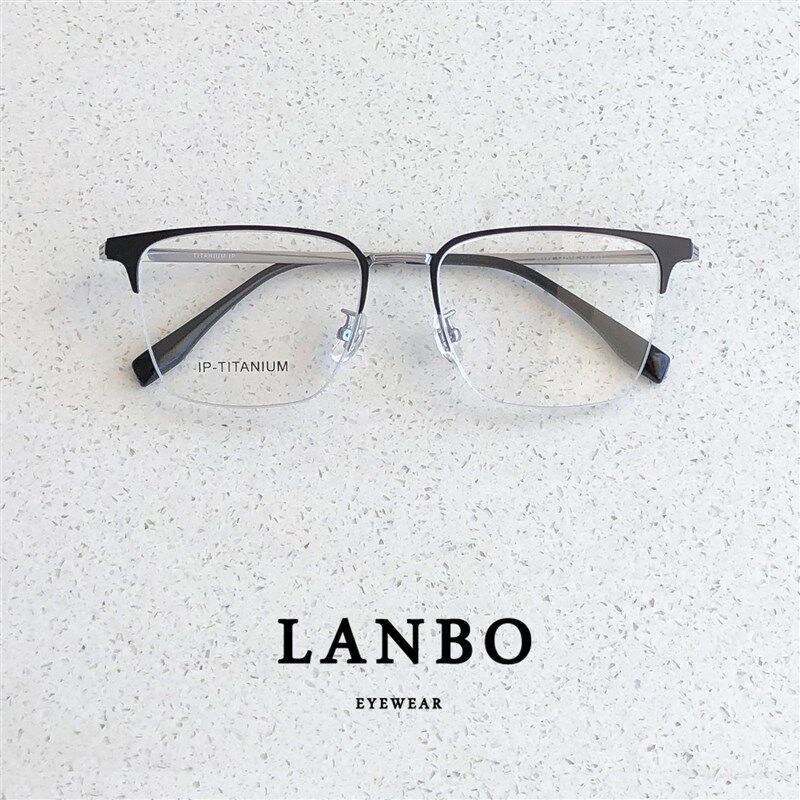 超轻钛架11g方框近视眼镜框架男大脸斯文清秀银色半框女潮显脸小