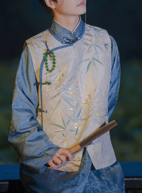 花月遥   清代晚期民国男装长衫刺绣马褂马甲中山装情侣 不是汉服