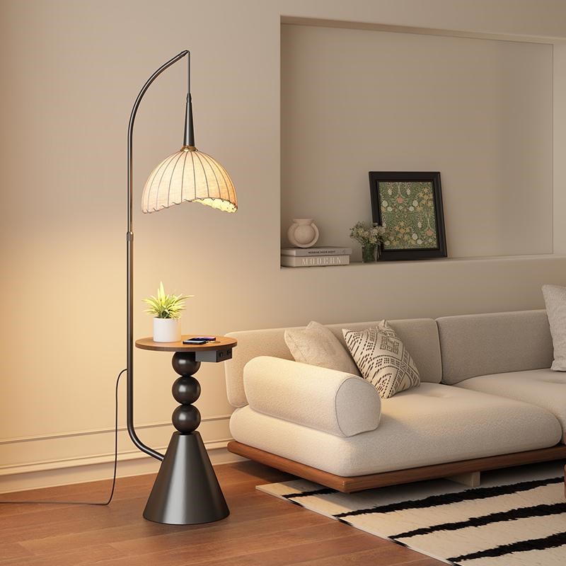 落地灯客厅沙发边几中古法式美式复古床头置物架一体Y卧室立式台