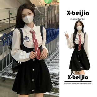 大码女装秋季微胖妹妹MMt御姐茶歇法式奶乖假两件遮肚显瘦连衣裙