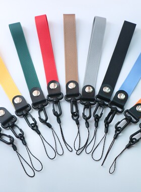 纯色简单手机挂绳女挂脖结w实耐用粗短款手腕绳个性创意吊绳绿色