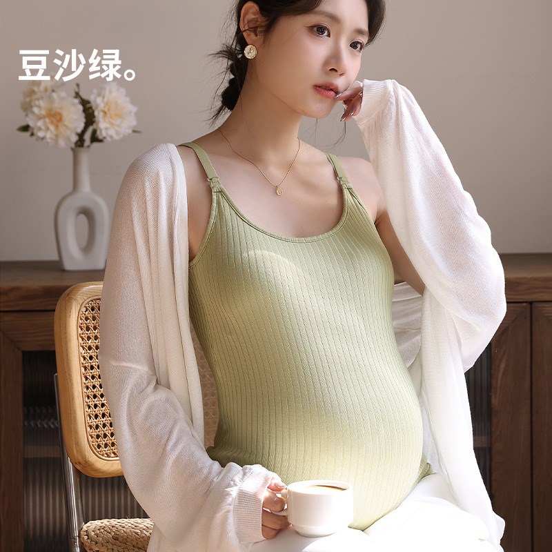 孕妇吊带内衣哺乳背心q喂奶产后睡衣怀孕期专用免穿文胸春夏季薄