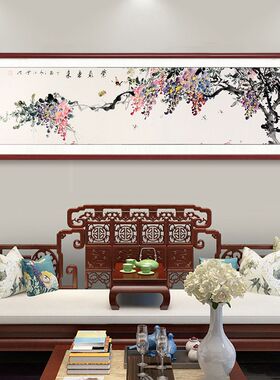 网红紫气东来现代中式卧室装饰画客厅沙发背景墙挂画床头水墨国画