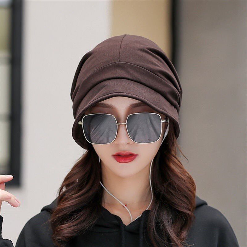 化疗后女士帽春夏薄款透气休闲套头纯色头巾帽光头帽月子帽包头巾