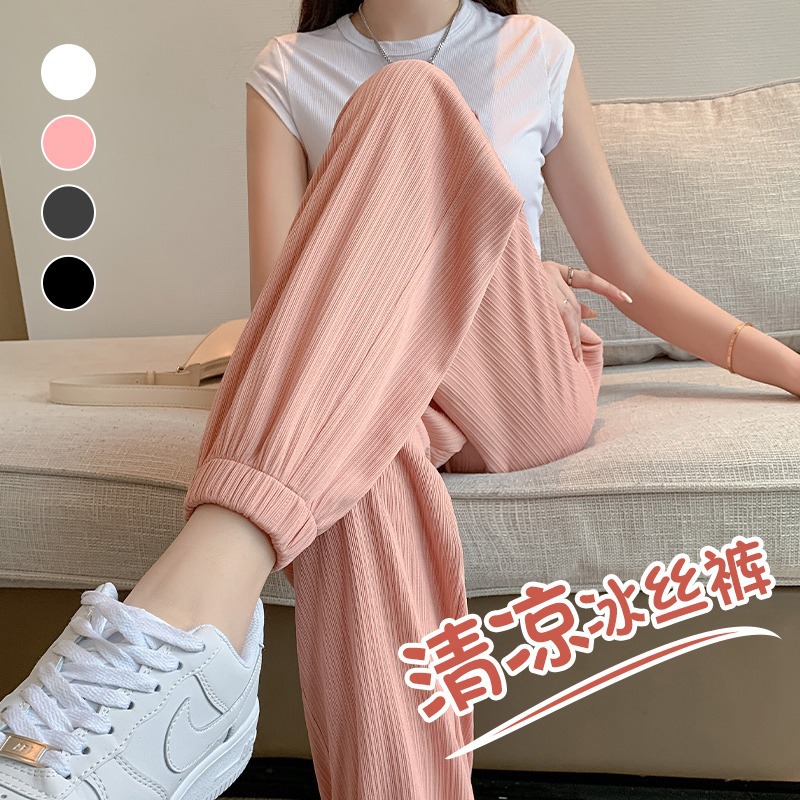 孕妇裤子夏季薄款外穿夏天冰v丝打底裤夏款小个子休闲运动裤女夏