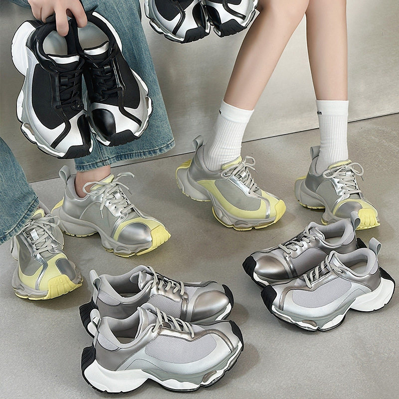 CHIC奇柚/厚底老爹鞋女新款百搭网面透气情侣运动鞋轻便软底超轻