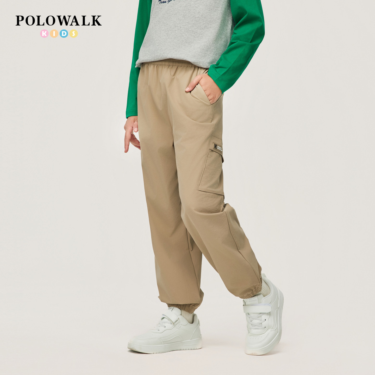 POLOWALK童装男童休闲裤2026春季新品中大童束脚运动裤百搭长裤