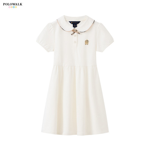 POLOWALK女童短袖连衣裙学院风