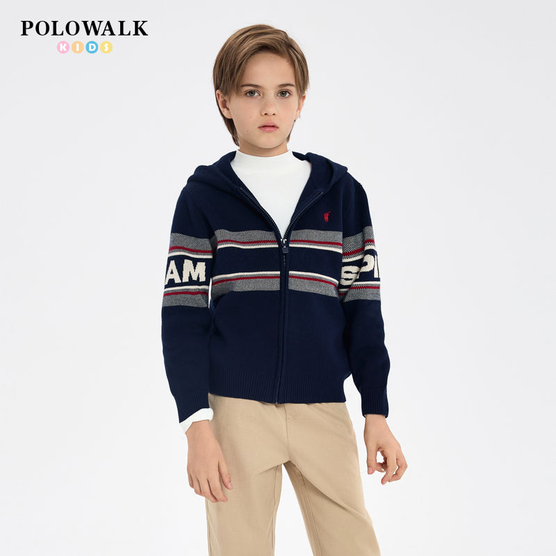 POLOWALK男童连帽针织衫