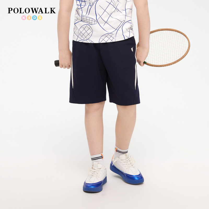 【华夫格】POLOWALK童装男童短裤2026夏季新品吸湿透气直筒运动裤