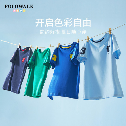 POLOWALK男童圆领纯棉T恤
