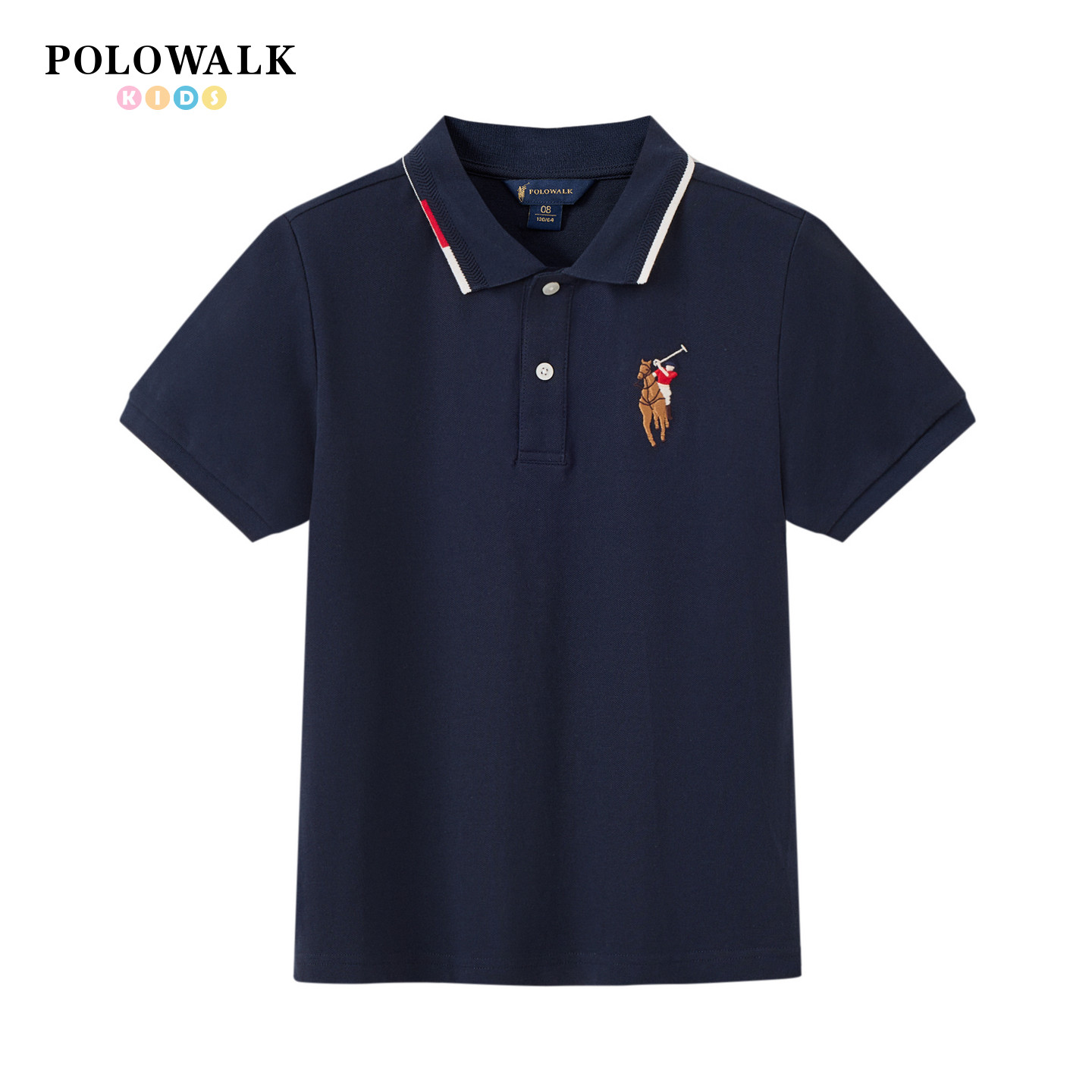 POLOWALK童装2026夏季新品男童短袖T恤翻领POLO衫休闲刺绣儿童装
