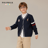 学院风开衫 男童毛衣2025秋冬新款 POLOWALK童装 针织衫 100%棉