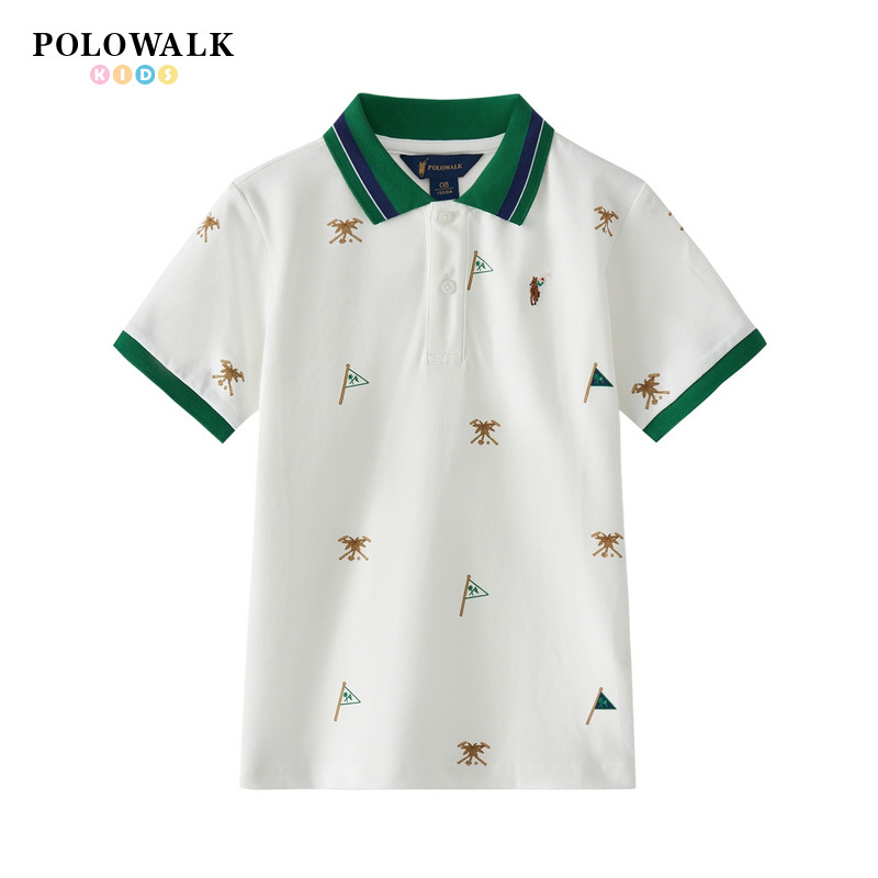 POLOWALK童装2026新品夏季短袖翻领T恤男童上衣Polo衫弹力舒适