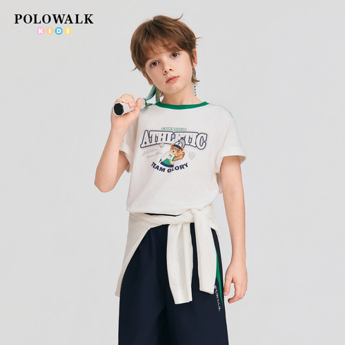 POLOWALK男童短袖T恤舒适圆领