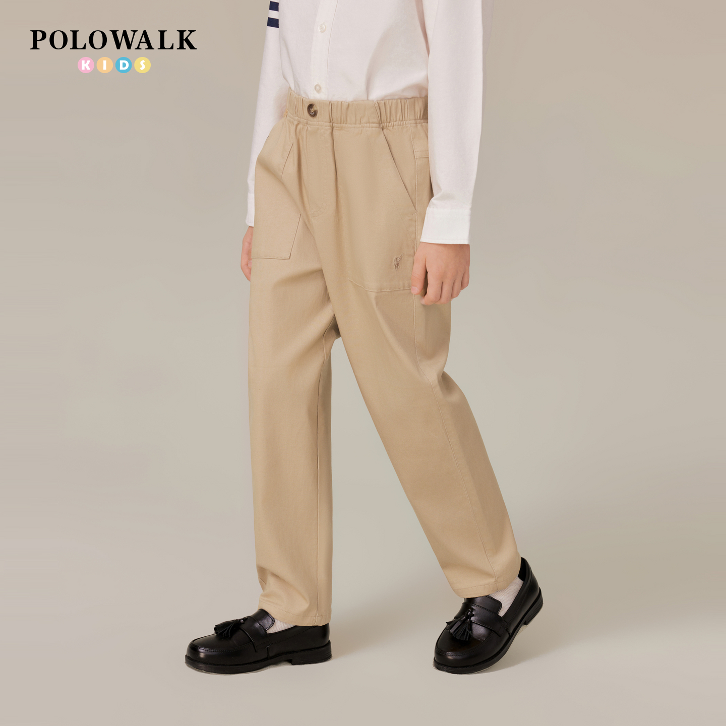 【莱赛尔】POLOWALK童装男童休闲裤25秋季新品松紧腰直筒百搭长裤