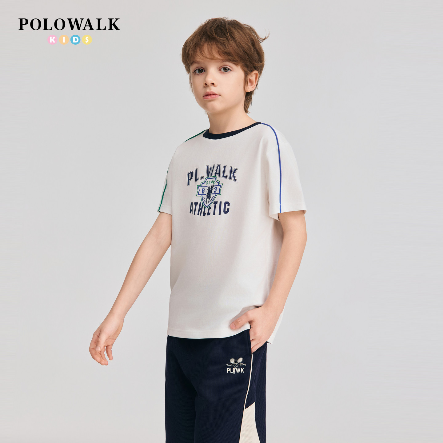 POLOWALK男童短袖T恤舒适圆领