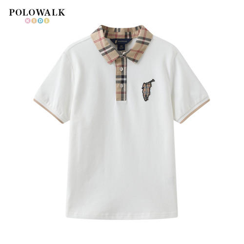 POLOWALK男童学院风翻领短袖上衣