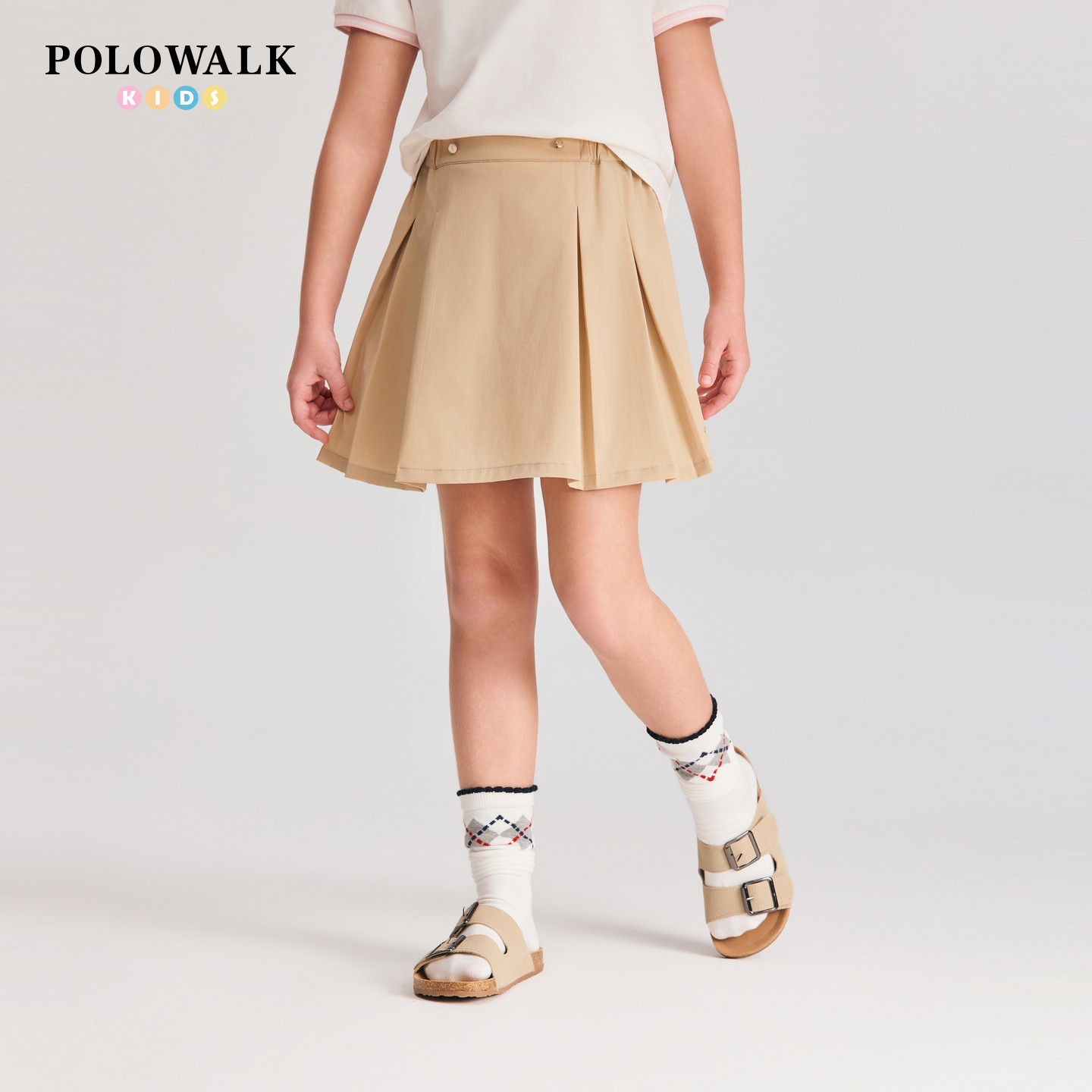 POLOWALK童装2026夏季新款女童裙裤儿童裙裤时尚百搭清爽百褶裙裤