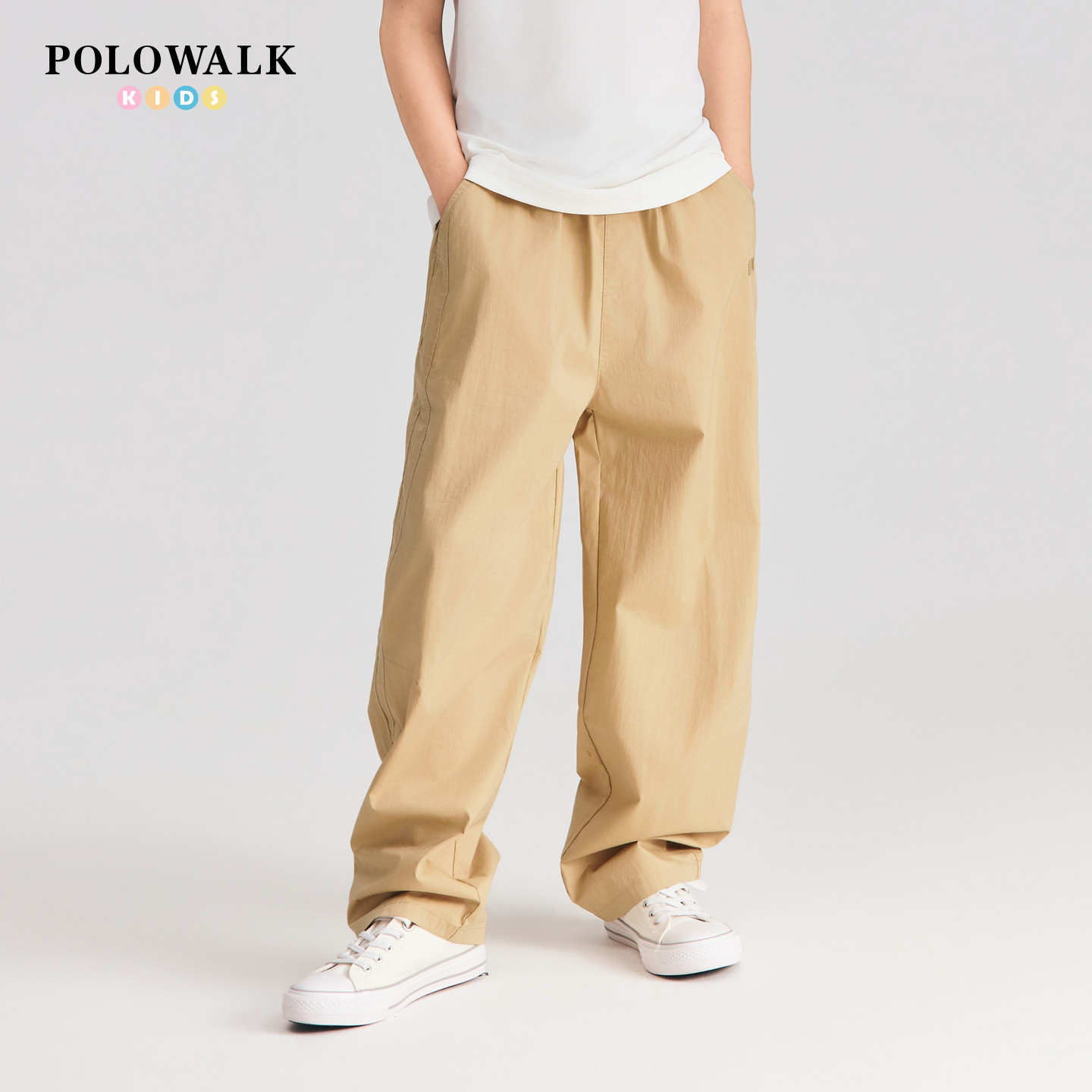 POLOWALK童装2026夏季新品男童休闲裤马仔印花百搭长筒裤修身裤子