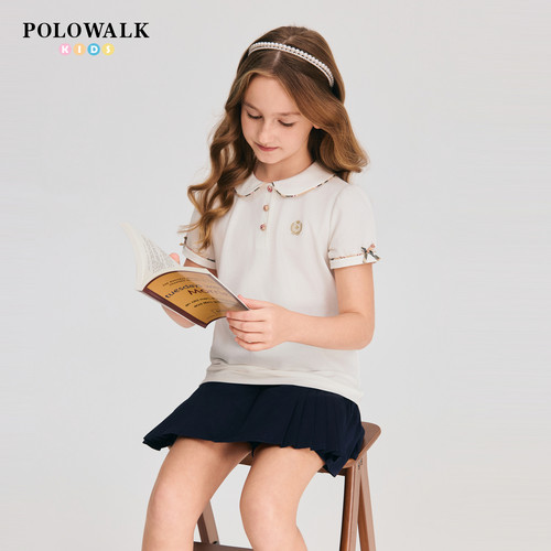 POLOWALK女童短袖T恤翻领上衣