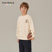 POLOWALK童装 男童卫衣2026春夏新品 圆领套头外套印花休闲百搭上衣