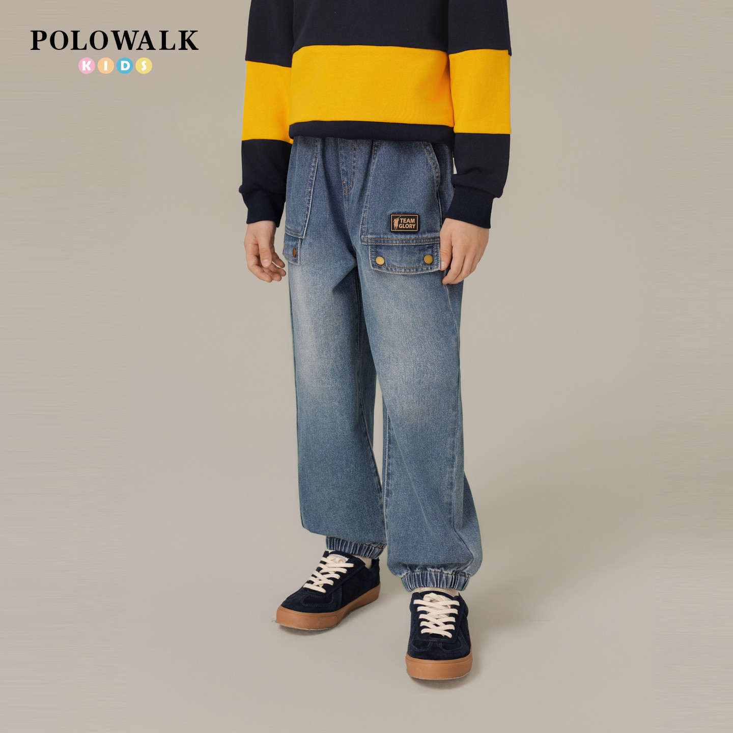 【100%棉】POLOWALK童装男童牛仔裤2026春夏新品中大童长裤子
