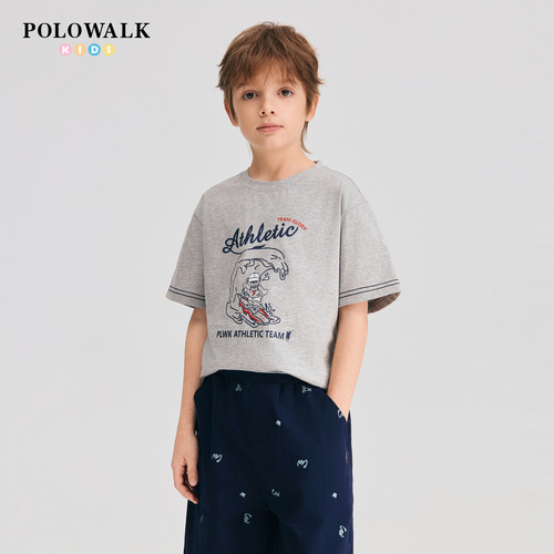POLOWALK男童短袖T恤舒适圆领