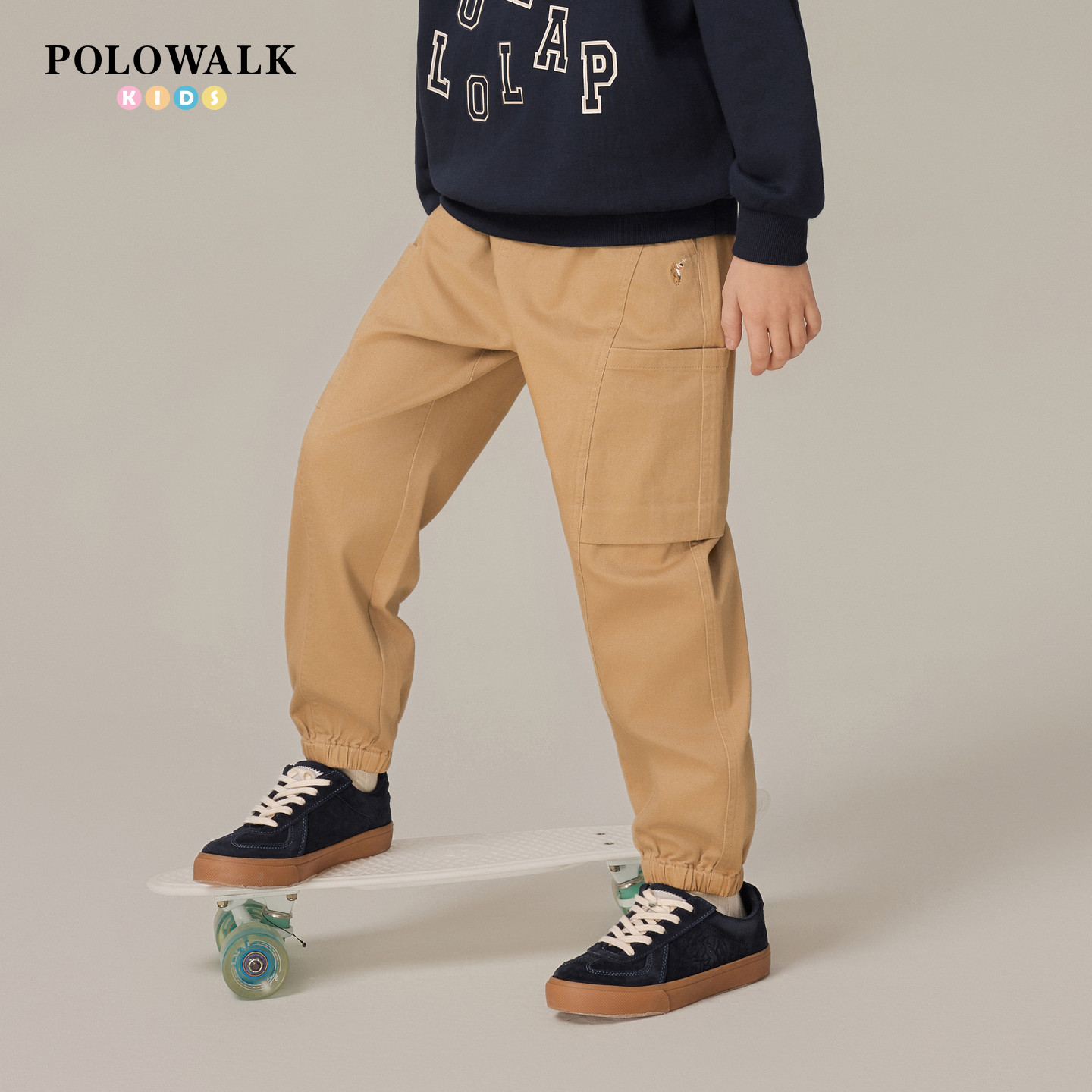 POLOWALK童装男童休闲裤2026春夏新品中大童束脚运动裤休闲长裤