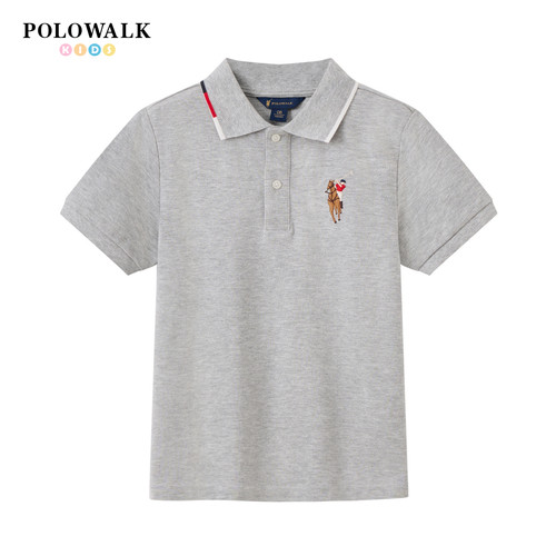 POLOWALK童装2026夏季新品男童短袖T恤翻领短款polo衫儿童上衣