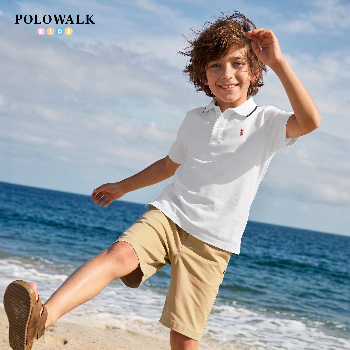 【3A抗菌 凉感】POLOWALK童装2026夏季新品男童短袖T恤Polo领上衣图片