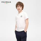 100%棉 POLOWALK童装 男童2026年夏季 新款 圆领纯棉印花儿童T恤