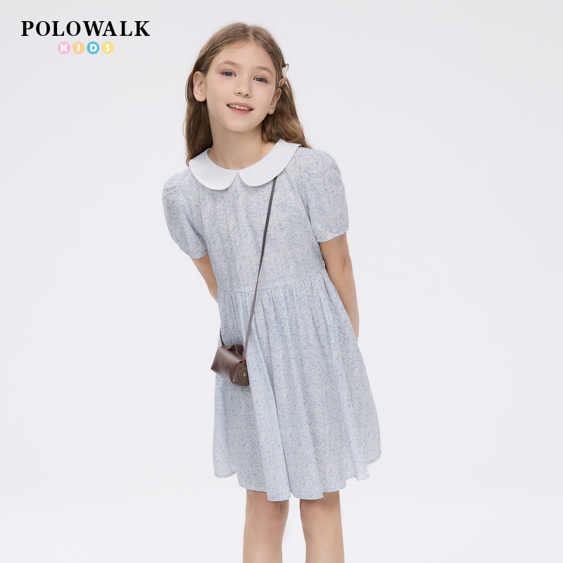 【莱赛尔面料】POLOWALK童装女童短袖连衣裙25夏季新品中大童裙子