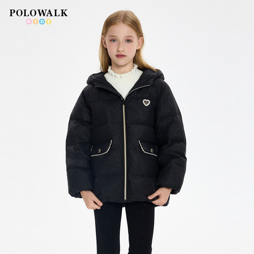 POLOWALK小香风连帽90羽绒服