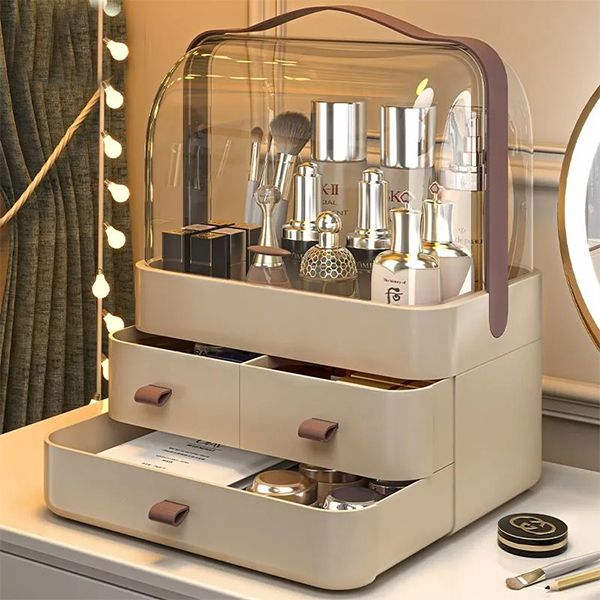 化妆品收纳盒网红防尘置物架抽屉式桌面护肤品家用口红梳妆台