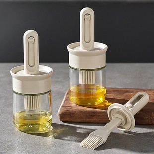 祝氏心宜伸缩油刷瓶家用油瓶一体玻璃厨房硅胶烧烤刷子耐高温油刷