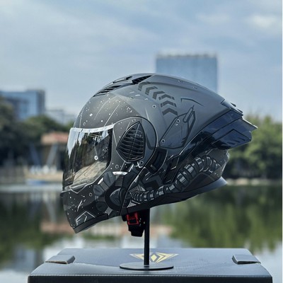 NBTK揭面盔小盔体轻量化四季通用复古巡航街车仿赛拉力摩托车头盔