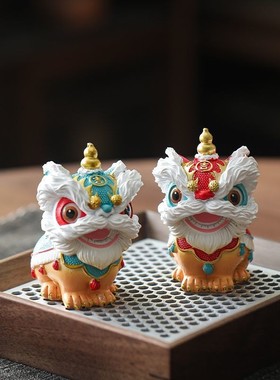 茶宠国潮醒狮摆件招财乔迁新居茶桌开业家居装饰客厅文创玄关舞狮