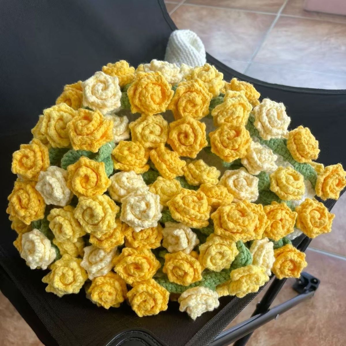 鲜花毯子材料包手工编织diy玫瑰花束毛线团钩织花朵毛毯花勾针铃