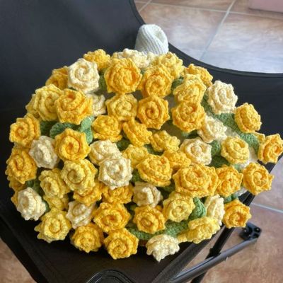 鲜花毯子材料包手工编织diy玫瑰花束毛线团钩织花朵毛毯花勾针铃