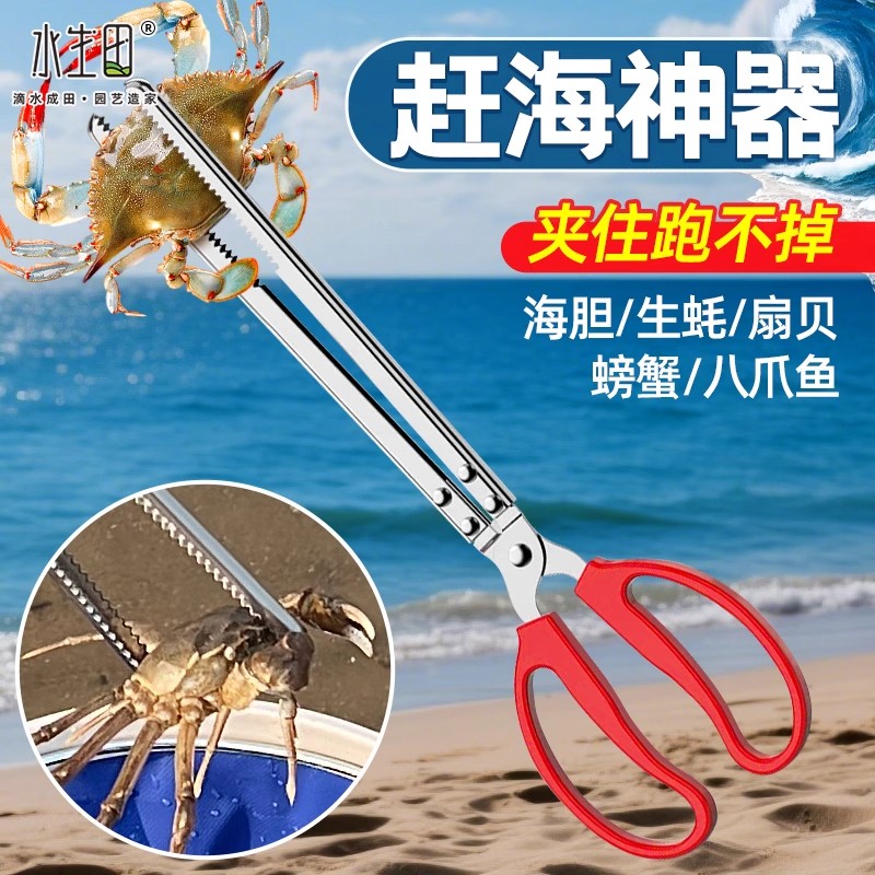不锈钢泥鳅螃蟹黄鳝夹抓鳝鱼控鱼钳多功能控鱼器实心加厚赶海夹子