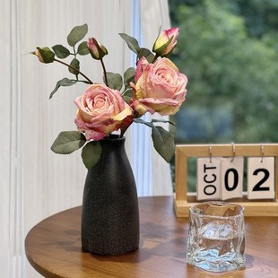 玫瑰仿真焦边仿真花莫奈希腊风多头花束高档复古拍照摆件