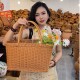 A075棕色方形纯手工编织收纳菜篮子简约轻奢风买菜篮35