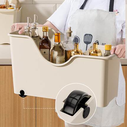 洛诺兔【橱柜收纳能手】厨房橱柜带轮收纳锅具调味料置物架下储物