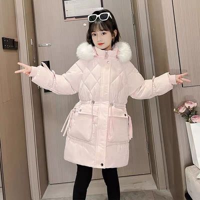 女童冬季羽绒棉服2025新款中长棉袄儿童加绒加厚棉衣女孩洋气外套