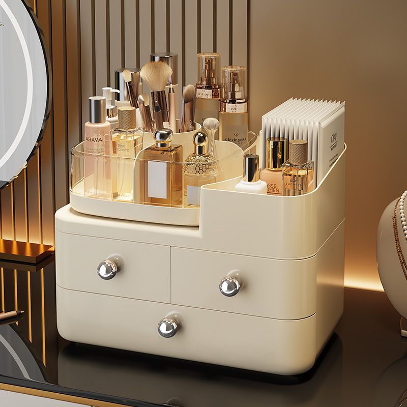 化妆品收纳盒抽屉式旋转分格置物架梳妆台桌面护肤品口红水乳收纳